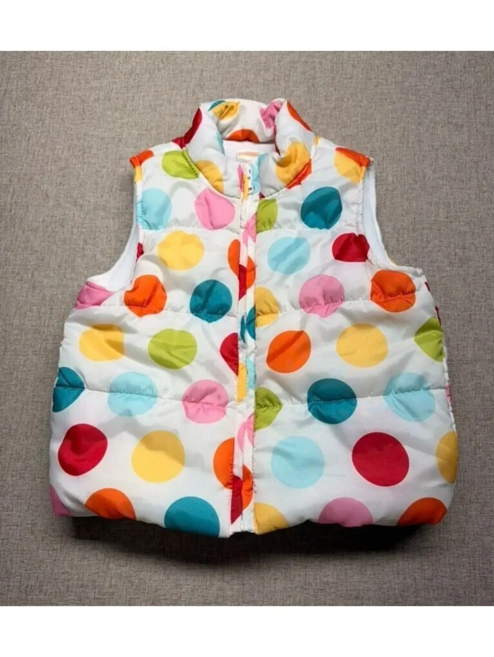 Gymboree Girls XS 3-4 Polka Dot Puffer Vest Fleece Lined Multicolor Padded Warm
